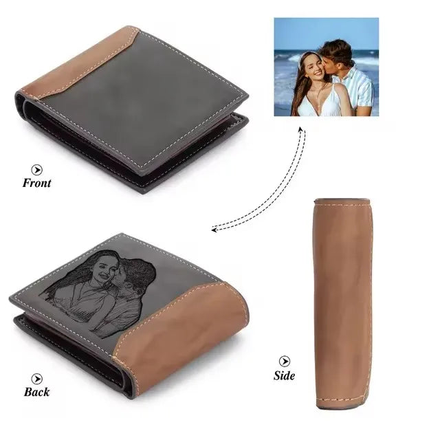 Anniversary Birthday Gifts for Men Gift Custom Name Picture Card Holder Wallet for Husband Father's Day Bifold Wallet