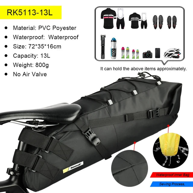 Rhinowalk Bicycle Bag 5L-13L Full Waterproof  Road Mountain Bike Cycling Rear Rack Bag Luggage Pannier Bike Saddle Accessories