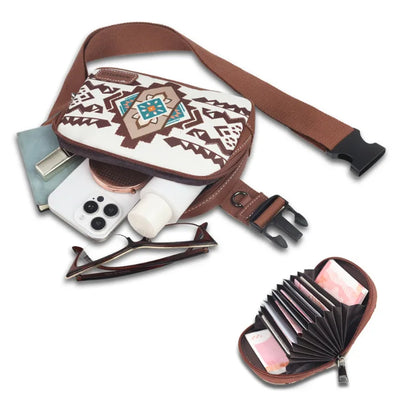 Best-Selling 2-Piece Bohemian Crossbody Bag Set – Vintage Waist Bag & Small Card Holder for Women