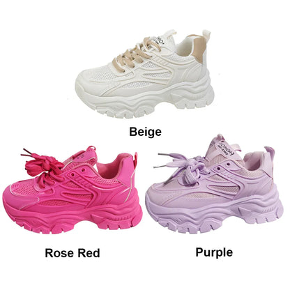 Chunky Fashion Sneakers Comfortable Casual Dad Shoes Lace-Up Walking Shoes Breathable Mesh for Women