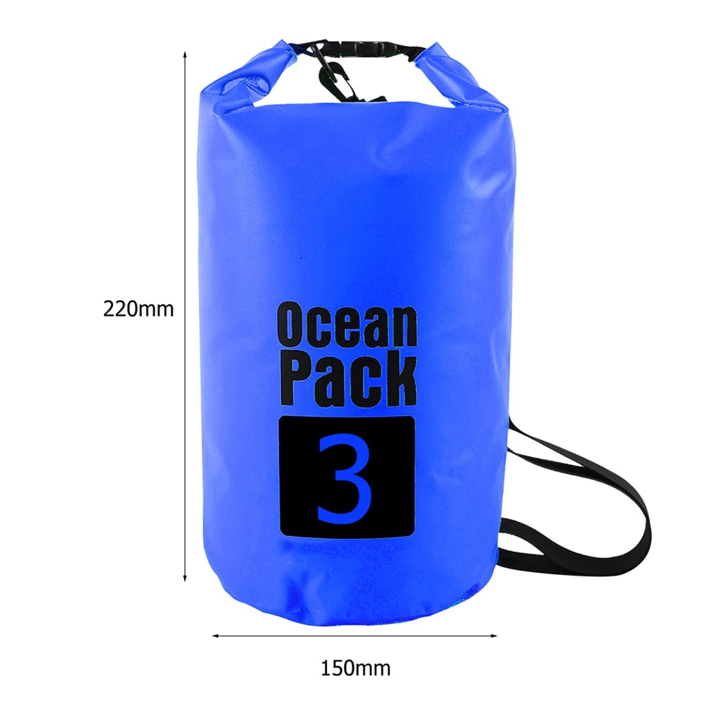 15-2L Swimming Waterproof Dry Bag Outdoor Floating Trekking Beach Backpack PVC Thickened Double-Layer Fabric IPX6 Waterproof Bag