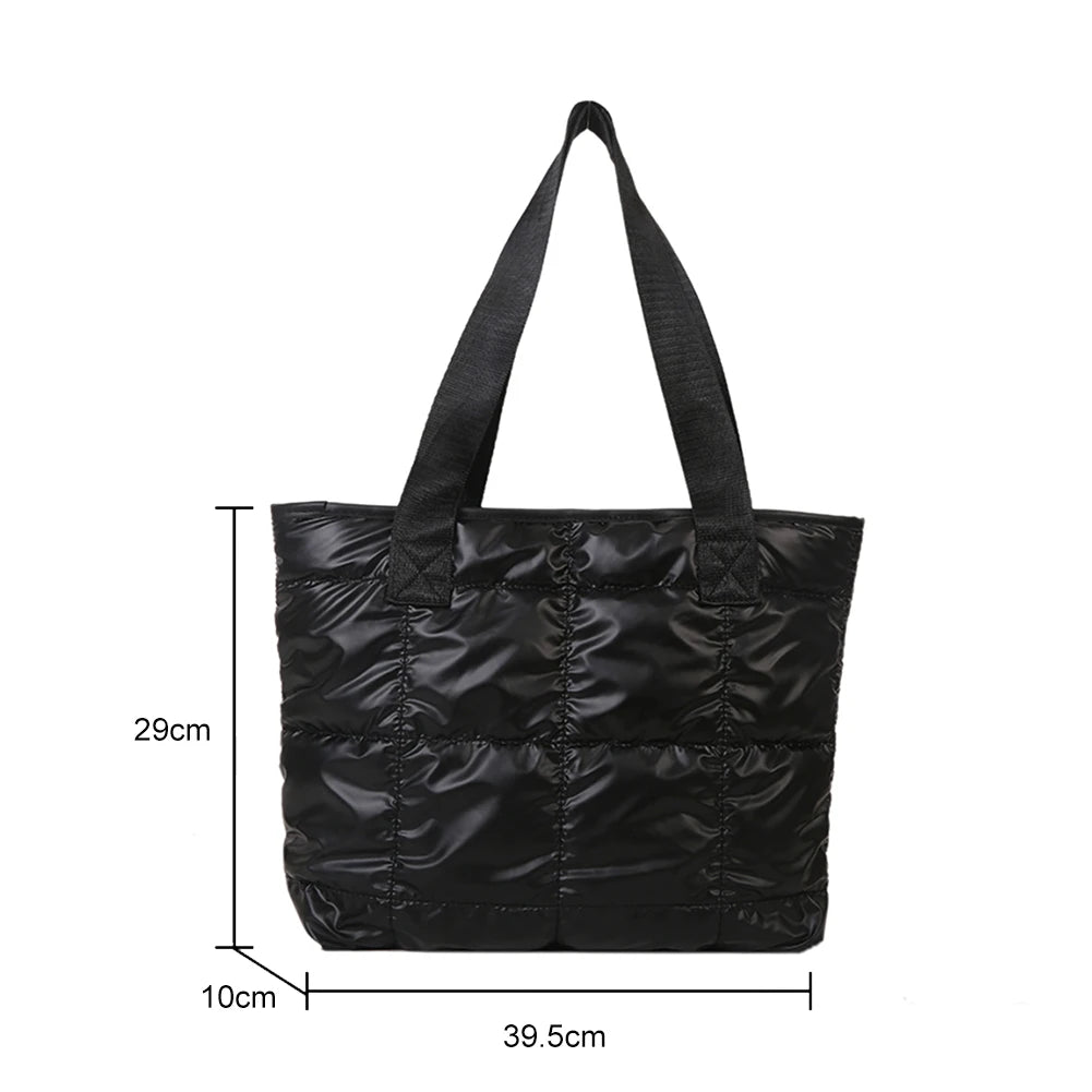 Fashion Women Tote Bag Large Capacity Cotton Padded Purses Handbags Rhombus Portable Handbag Quilted Solid for Leisure Travel