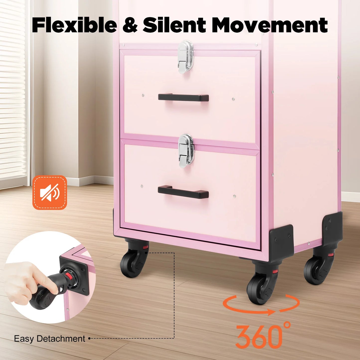 Makeup Rolling Train Case with Universal Wheels Pull Rod Manicure Tattoo Cosmetic Box Storage Bag