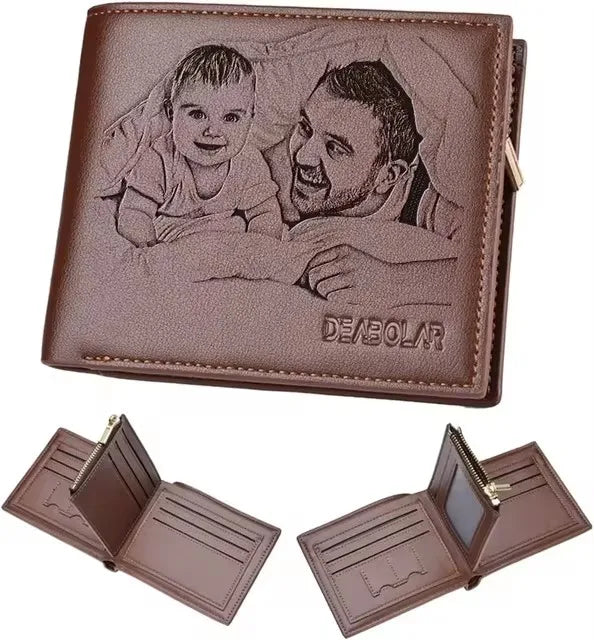 Custom Engraved Wallet,Personalized Photo RFID Wallets for Men,Husband,Dad,Son,Personalized Gifts for Bithday Anniversary Day