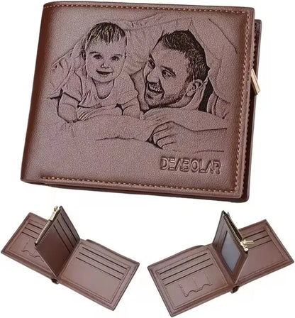 Custom Engraved Wallet,Personalized Photo RFID Wallets for Men,Husband,Dad,Son,Personalized Gifts for Bithday Anniversary Day
