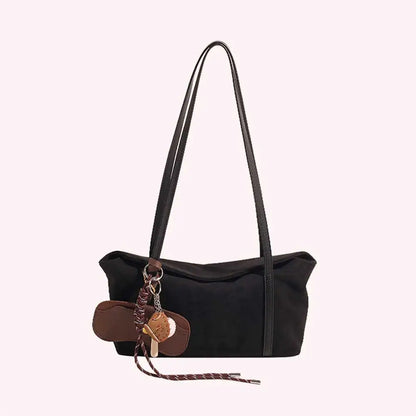 Women Suede Flap Underarm Bag with Inner Pocket Satchel Bag Large Capacity Solid Clutch Purse for Work Travel