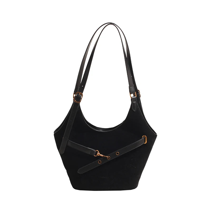 Suede Tote Bag for Women Suede Shoulder Bag Large Capacity Retro Shoulder Satchel Bag Large Shoulder Purse Shopping Bag