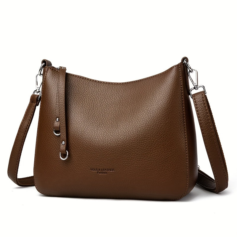 Women's Soft Synthetic Leather Tote Bag with Adjustable & Detachable Strap, Zipper Closure - Minimalist Elegant Design for Commuting, Shopping, Work - Available in Black, Khaki, Gray, Red, Shopping Handbag, Sleek Modern Handb
